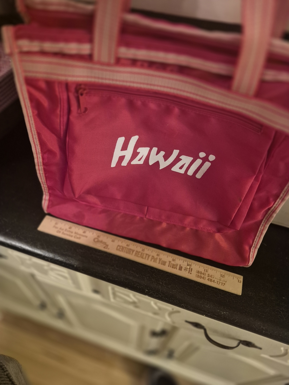 Red Hawaii Canvas Tote Bag with Dual Straps - Picture 3 of 11